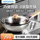 亞摩斯（Amos）鈦炒鍋 無涂層不粘家用內(nèi)壁純鈦30cm燃?xì)庠铍姶艩t通用平底炒菜鍋 銀色 30cm