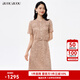 BUOUBUOU金牡丹2025春夏新品優(yōu)雅高腰假兩件浮雕蕾絲刺繡連衣裙女 淺咖C75 2XL