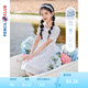 鉛筆俱樂(lè)部童裝2025夏裝新款女童連衣裙中大童裙子兒童收腰碎花裙 藍(lán)色 150cm