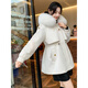 DRPR品牌女裝新品2025冬季狐貍毛領(lǐng)中長(zhǎng)款派克服皮草外套可拆卸內(nèi)膽 米白色 XL 125-140斤