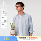 哈吉斯（HAZZYS）男裝 春季純棉襯衣豎條紋商務(wù)通勤長袖襯衫男ASCZK1CAX85 藏青色NV XL （180/100A 50）
