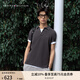 TOMMY HILFIGER【輕系列】夏季男裝撞色鑲邊翻領POLO/珠地棉商務修身純色短袖T恤 【修身款】石墨深灰P7I M （推薦：130-140斤）
