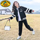 G.DUCKKIDS女童秋裝套裝2024新款洋氣中大童女孩春秋兒童運(yùn)動(dòng)棒球服春秋衣服 黑色套裝 【棒球服外套+褲子】 140