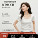 紅袖優(yōu)可絲正肩短袖T恤夏季新款女裝基礎(chǔ)百搭U領(lǐng)修身顯瘦休閑上衣 本白001 M