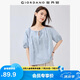 佐丹奴短袖襯衫女純棉府綢綁帶壓褶插肩法式圓領(lǐng)氣質(zhì)小衫13345305
