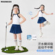 moonkids童裝女童運動套裝裙2025夏季新款兒童網(wǎng)球裙子速干背心薄款兩件套 19136白色吊帶+6118藏青色短裙 160 /170 【推薦身高160-175cm】