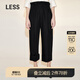 LESS【度假系列】夏季棉麻褲子女復(fù)古高腰直筒休閑褲2N5E13890 001/本黑 L