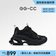 GG-CC【白鹿同款】秋季新款潮流厚底老爹鞋銀色增高休閑鞋女G24X9833 黑色 36