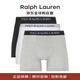 拉夫勞倫（RalphLauren）七夕情人節(jié)禮物休閑舒適男平角內(nèi)褲3條裝 黑白灰M