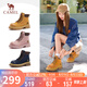 駱駝（CAMEL）【丁真同款】山越工裝靴女馬丁靴 L25W076018 土黃(反絨皮) 36