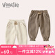 凡獵女童加絨褲子秋冬寶寶衛(wèi)褲兒童運(yùn)動(dòng)褲外穿休閑長(zhǎng)褲一體絨冬季 L5338棕色 90