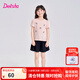 笛莎（DEESHA）童裝兒童女童短袖2025夏季新款中大童甜美蝴蝶結(jié)裙褲兩件套套裝 奶油粉 140
