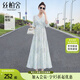 絲柏舍V領(lǐng)連衣裙2025夏裝新款女裝收腰顯瘦溫柔風(fēng)喇叭袖碎花裙