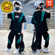 G.DUCK HELLO男童夏裝套裝2025新款夏天酷帥中大童男孩夏款兒童裝夏季短袖長(cháng)褲 黑色 120 cm