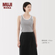無印良品（MUJI）女式 彈力羅紋編織背心 上衣內(nèi)搭打底 25年夏季女裝 BB2ROA5S 白色條紋 L (165/88A)