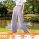lagogo寬松抽繩工裝褲女拉谷谷春新款運(yùn)動(dòng)休閑輕薄透氣休閑褲子 粉紫色(Q4) L