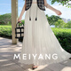 美洋（MEIYANG）桃露半裙 輕薄百褶雪紡松緊腰A字半身中長(cháng)傘裙 白色（常規版） XL