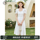 固執(zhí)（OBSTINATE）夏季新款法式氣質(zhì)方領(lǐng)短袖荷葉擺中長連衣裙10832LQ08064 米白色 M 165/84A