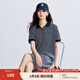 茵曼（INMAN）學院風POLO領(lǐng)條紋T恤裙2025時尚簡約氣質(zhì)寬松中長連衣裙 寶藍條紋 S
