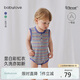 babylove嬰兒背心包屁衣夏季透氣衣服莫代爾無袖三角哈衣爬服條紋寶寶夏裝
