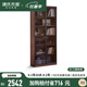 源氏木語實木書柜簡約現(xiàn)代書房家具橡木置物柜客廳帶玻璃門展示柜 胡桃色0.85m雙門金屬門(新隔板)