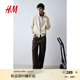 H&M男士開(kāi)衫秋季高翻領(lǐng)紋理感針織開(kāi)衫1241023 奶油色 180/116 XL