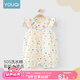 優(yōu)奇嬰兒衣服夏季薄款女寶短袖連體衣兒童A類純棉哈衣爬服公主外出服 彩虹波點 80cm (9-12月)