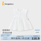 童泰（TONGTAI）女寶寶連衣裙夏季純棉兒童裙子女童提花飛袖蓬蓬裙可愛(ài)夏裝 白色 110
