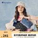 Champion冠軍斜挎包鉆C相機包男女24春夏新款丹寧老花雙層單肩包  卡其色