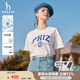 哈吉斯（HAZZYS）女裝 夏季女士【PHIZ系列】印花寬松短款圓領(lǐng)T恤女 米黃色OW M (160/84A 38)
