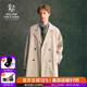 William fox&sons100%高密精紡褶皺復(fù)古面料英倫復(fù)古經(jīng)典中長款過膝休閑風(fēng)衣外套 米白色 L /50