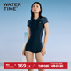 WATERTIME/水川 游泳衣泡溫泉女連體平角遮肉顯瘦保守成人專業(yè)泳裝 L