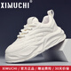希慕馳（XIMUCHI）品牌 休閑鞋男鞋 秋冬新款百搭小白鞋透氣厚底板鞋板鞋增高老爹鞋 白色 41 標準皮鞋尺碼