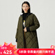 哥弟真的好（GIRDEAR）女裝菱格壓紋中長款鴨絨羽絨服女A400742 墨綠 L (4碼)