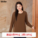 MsShe【5A抗菌棉】大碼女裝2025新款秋裝胖mm純色顯瘦正肩長袖T恤 拿鐵色現(xiàn)貨 4XL