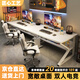 湯能優(yōu)品雙人電腦桌電競桌臺式家用辦公桌組合書桌情侶并排工作臺長條桌子 【C型腿雙人位】魄月白200CM