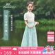 英氏（YEEHOO）兒童漢服女童馬面裙中大童裝新中式雪紡國(guó)風(fēng)半身裙子夏 藍(lán)色 160