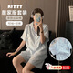 藍彩何睡衣女夏季2025年新款短袖kitty貓卡通可愛(ài)學(xué)生外穿家居服兩件套 奶藍色【居家服兩件套】 L （適合80-100斤）