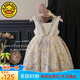 G.DUCK KIDS小黃鴨童裝夏季甜美風(fēng)女童連衣裙2025新款繡花蕾絲公主裙兒童裙子 米白色 120 建議5~6歲（110-120cm）