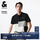 杰克·瓊斯（JACK&JONES）夏季新款男士撞色拼接個(gè)性字母刺繡商務(wù)休閑短袖POLO衫224206022 E40黑色 常規(guī) L