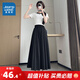 真維斯（Jeanswest）女裝山本裙新款夏季通勤高腰A字顯瘦垂墜感時尚百搭半身裙裙子GL 黑色8010 M 160/64A