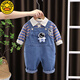 G.DUCKKIDS男童秋裝套裝2025新款寶寶洋氣牛仔背帶褲兩件套嬰兒童春秋季潮衣 藍色-航天員背帶褲套裝KKM 80 建議身高(65-75)CM