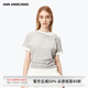 ANN ANDELMAN【明星同款】假兩件T恤拼接短袖簡約雙領修身打底衫 灰色 S