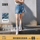 森馬（Semir）森柔牛仔|牛仔褲女不對稱裙褲小眾夏季個性寬松短褲103324122001
