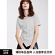 ELLE法式條紋設(shè)計感休閑T恤女2025春季新款小眾通勤別致V領(lǐng)短袖 黑白 L