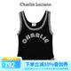 Charlie Luciano標(biāo)識(shí)印花背心春夏新款93003百搭潮流休閑內(nèi)搭外穿cl上衣女潮 黑色 L