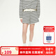 ELLE KIDS童裝 25春夏季女童全腰松緊微彈直筒條紋休閑短褲 黑白條 165 （M）
