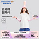 Skechers斯凱奇童裝男女童假兩件長(zhǎng)袖T恤衫春秋插肩袖休閑上衣L125K070