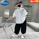 迪士尼（Disney）男童漢服夏款2025新款中大童國(guó)風(fēng)男孩夏季薄款兒童唐裝套裝襯衫潮 白色套裝 薄款 150 尺碼11~12歲【140-150cm】