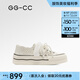 GG-CC【奶油戀人】夏季新款時(shí)尚鏤空串珠板鞋女休閑厚底小白鞋G25S0946 白色 36